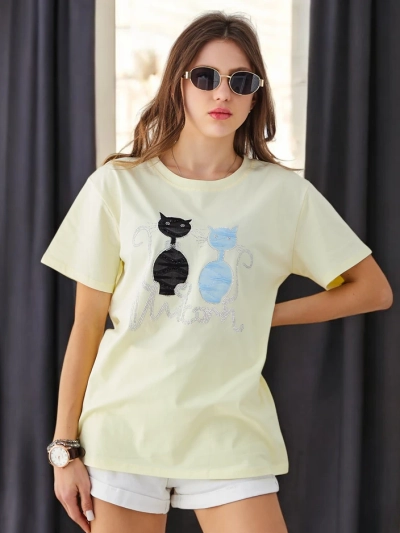 Royalfashion Женская хлопковая футболка с кошками