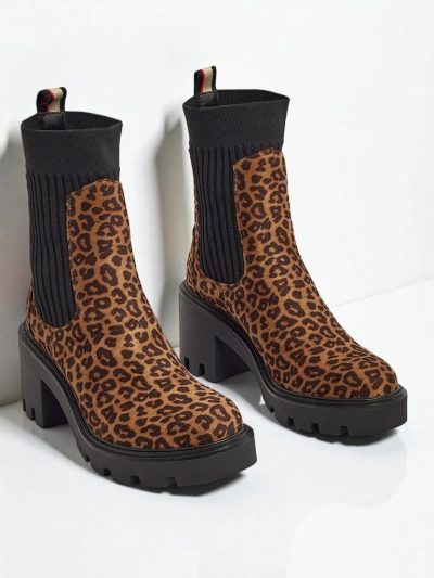 Mustrilised naiste poolsaapad plokk-kontsaga, valmistatud öko-seemisnahast Anthere