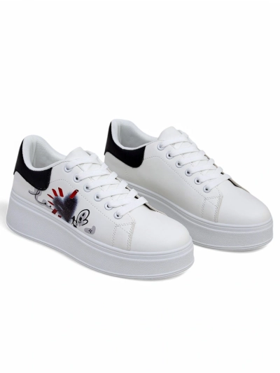 Royalfashion Women's platform sports sneakers with Alcape print