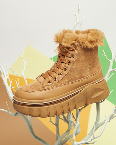 Women's platform lace-up snow boots in camel Neatesa - Footwear