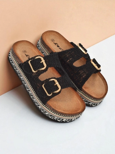 Royalfashion Women's platform sandals with buckles CorkStyle