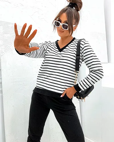 Royalfashion Women's striped cotton set