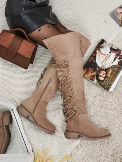 Women's Over-the-Knee Eco-Suede Boots with Fringes Ostrelia
