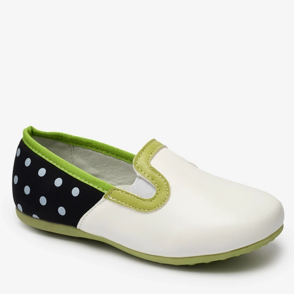 Белые полуботинки для девочек из экокожи с гороховым принтом Rellme- Footwear