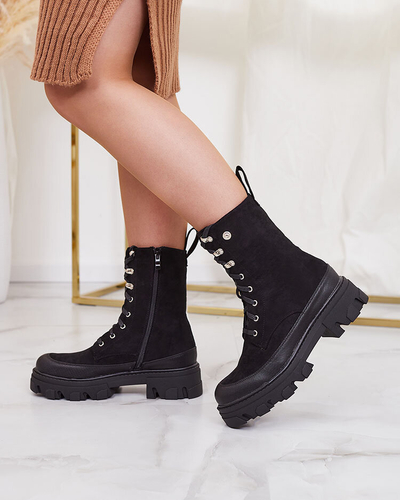 Royalfashion Women's lace-up boots in black Citrisi