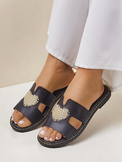 Royalfashion Women's slip-ons with heart Gold Heart