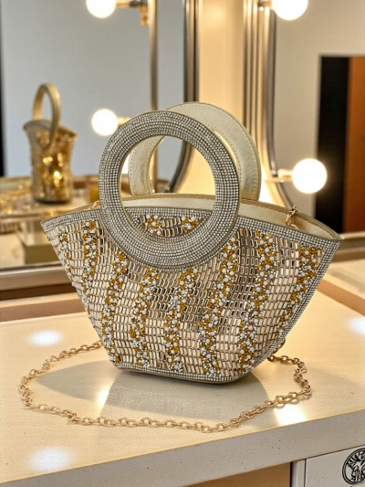 Small Women's Handbag with Cubic Zirconia Sparkle Queen