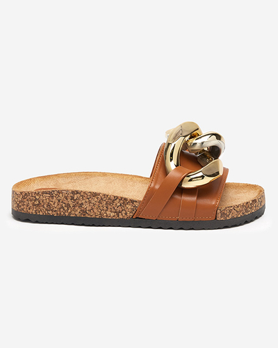 Naiste pruunid kaunistusega sussid Fixci- Footwearis