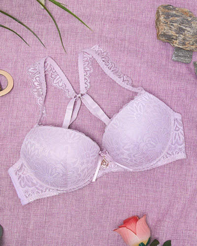 Women's bra with lace in light gray color - Underwear