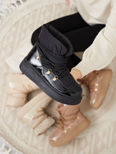 Royalfashion Women's slip-on snow boots in black Dabenda