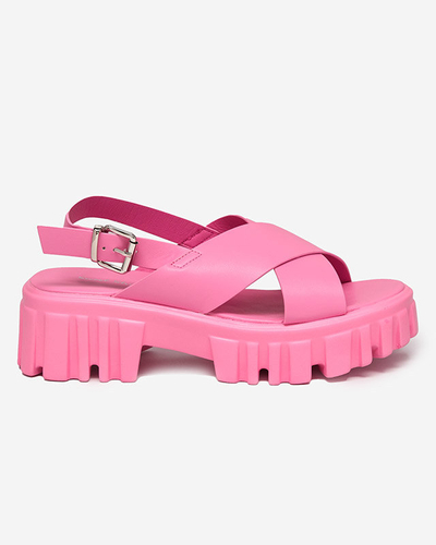 Neon pink women's sandals on a massive Otida sole - Footwear