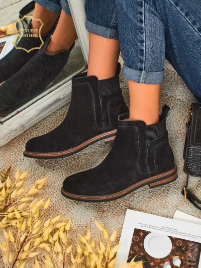 Black Ariston Leather Suede Ankle Boots