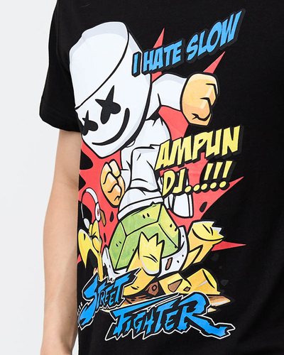 Men's Black Printed T-Shirt - Clothing