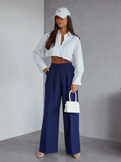 Royalfashion Wide women's trousers with crease
