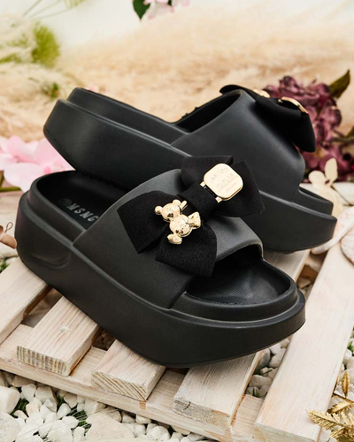 Royalfashion Women's rubber flip-flops with decorative bow Apis