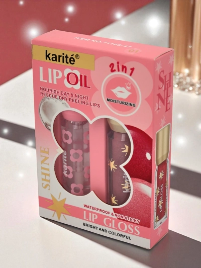 Fiercely Red 2-in-1 Glitter Lip Gloss and Clear Lip Gloss