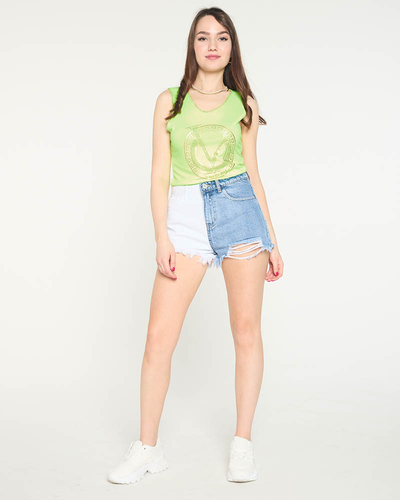 Neon green print top - Clothing