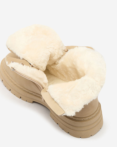 Royalfashion Beige women's insulated trapper boots Radoras
