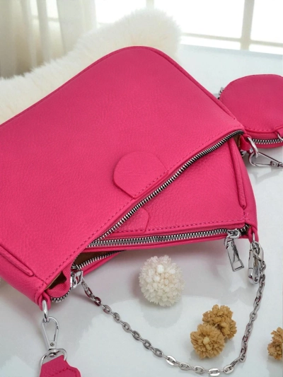 Aurelia Fuchsia Women's Leather Mini Handbag with Chain