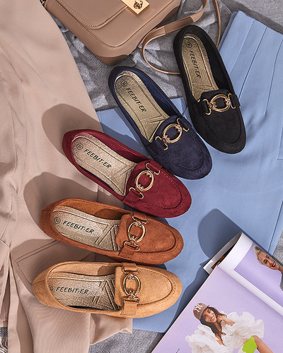 Eco-suede navy blue Brussi loafers - Footwear