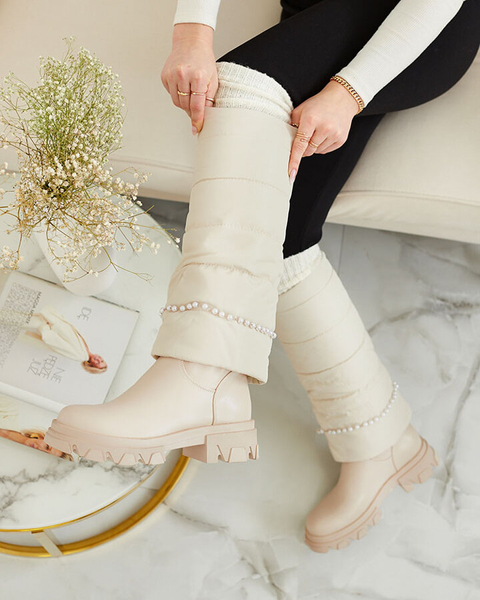 Royalfashion Women's cream colored Ameroe boots