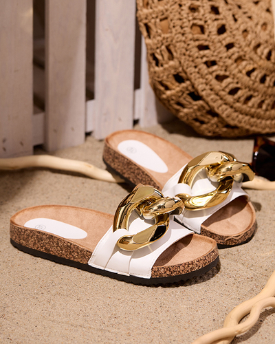 Naiste valged sussid Sofig-Footwear kaunistusega