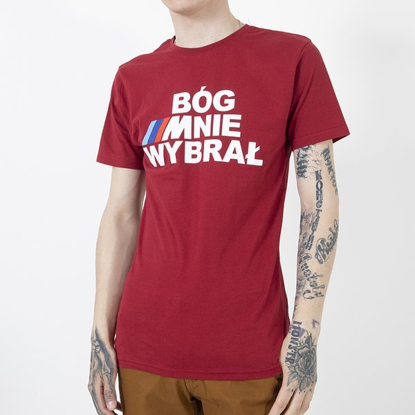 Men's red printed cotton t-shirt - Clothing