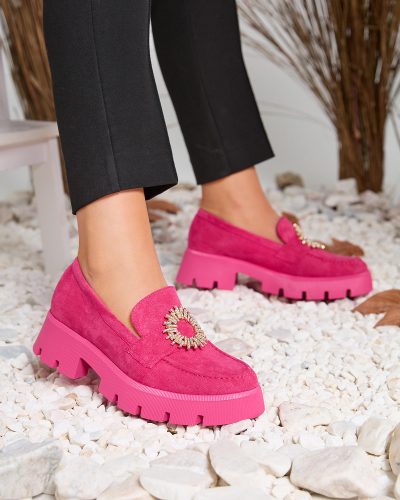 Royalfashion Fuchsia women's eco suede moccasins Likoki