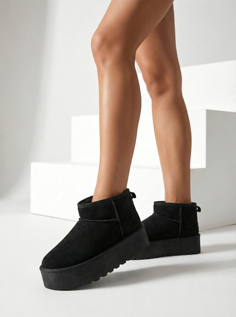 Royalfashion Женские снежные ботинки на платформе a'la черного цвета Dagodo