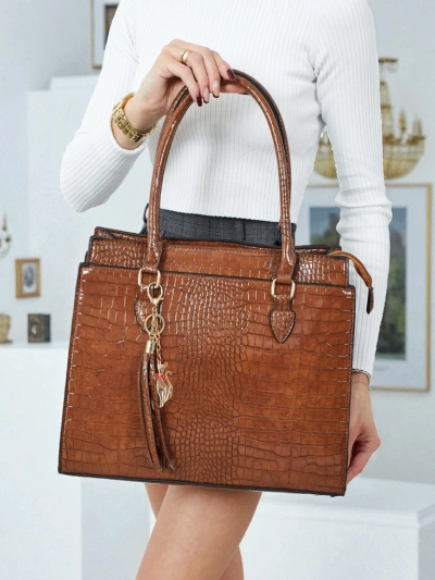 Women's shopper bag eco-leather with embossing Seraphyne