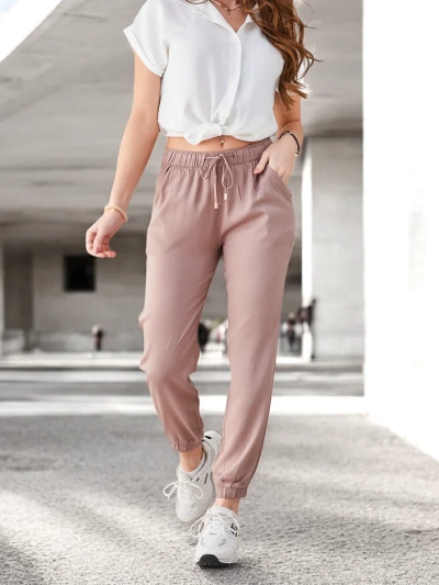 Pantaloni in Eleganza Lyocell Pruun