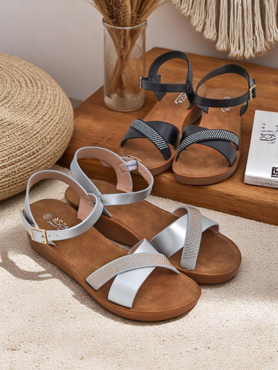 Royal Fashion Women's Rhinestone Wedge Sandals Allona