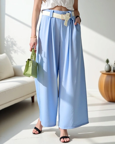 Royalfashion Wide women's trousers with a belt