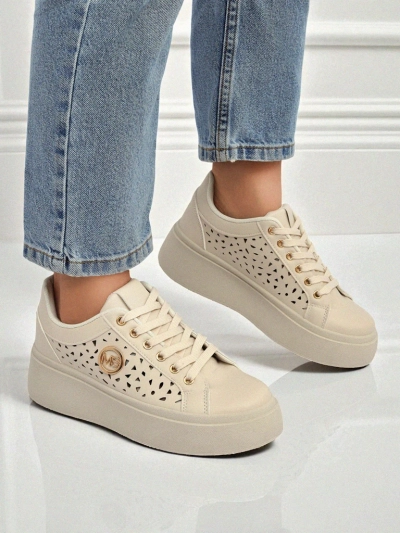 Women's Ecru Platform Sneakers Boreas Royalfashion Eco Leather