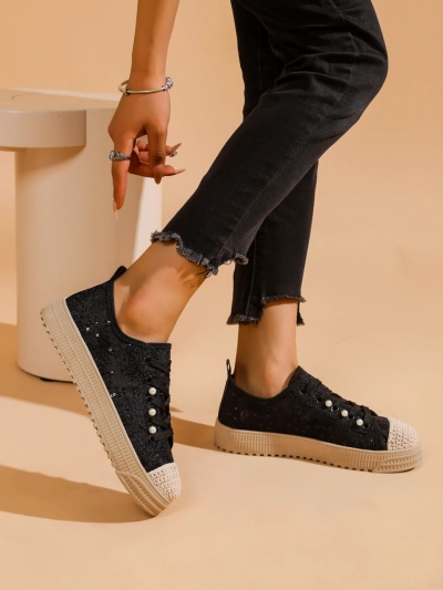 Royalfashion Women's lace sneakers with sequins Nille