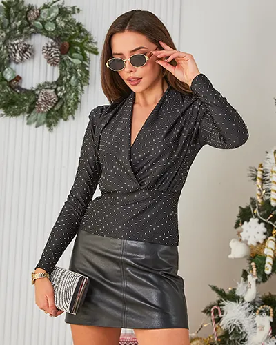 Royalfashion Women's blouse with zirconias