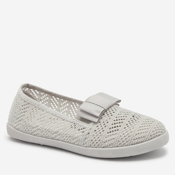 Girls' bow sneakers in light gray Lolisa - Footwear
