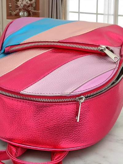 Royalfashion Naiste seljakott ökoloogilisest nahast, metalliliste triipudega Metallic Stripes