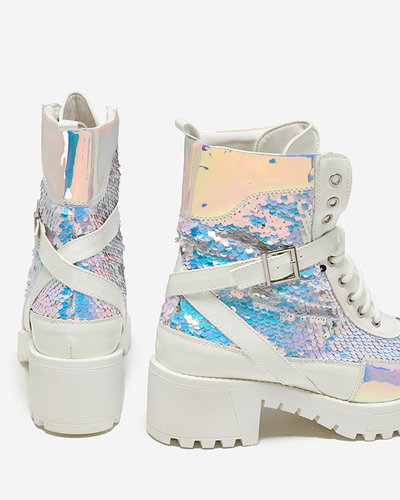 White women's boots with sequins from Impresa - Footwear