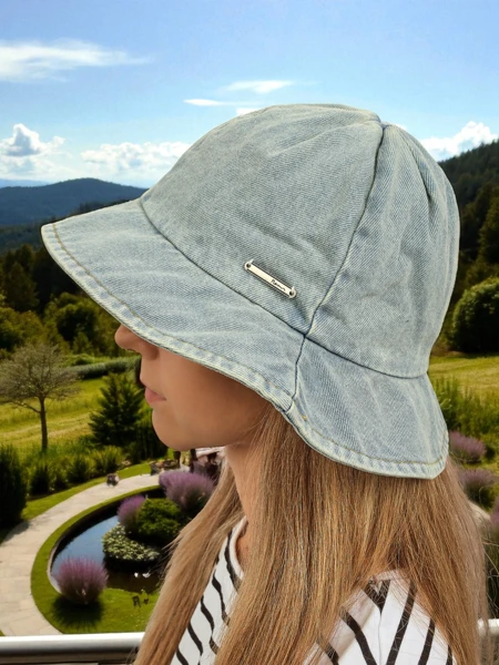 Naiste müts Demetra denim bucket hat – kerge polüesterstiil