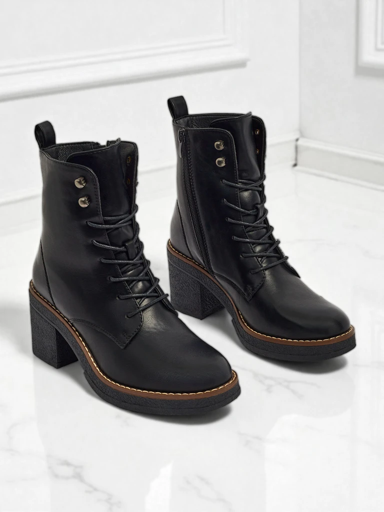 Women's eco-leather heeled ankle boots Zeltra