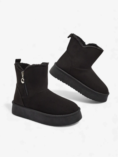 Naiste poolsaapad Aurora mustad ökoloogilisest nahast talveks