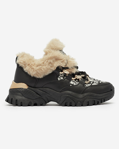 Women's sports shoes with fur in black Reyma- Footwear