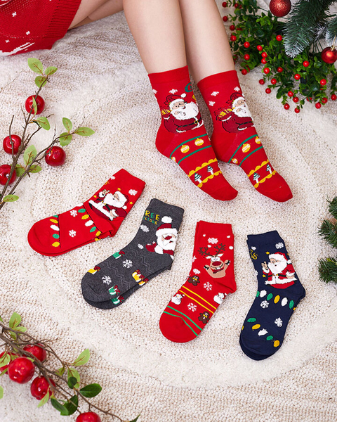 Colorful women's socks with a Christmas pattern - Underwear