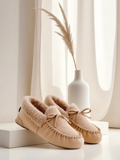 Кожаные мокасины Royalfashion для женщин с мехом Ahtikes