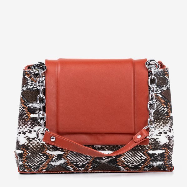 Orange women's handbag a'la snake skin - Handbags