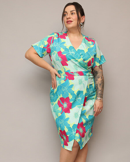 Royalfashion Naiste lillekangast kleit PLUS SIZE