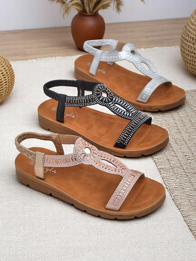 Royal Fashion Women's Ava Shine sandals with decorative straps
