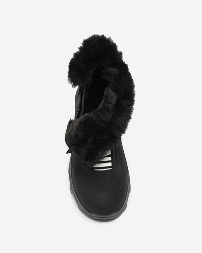 Valentina Black Fur Ankle Boots