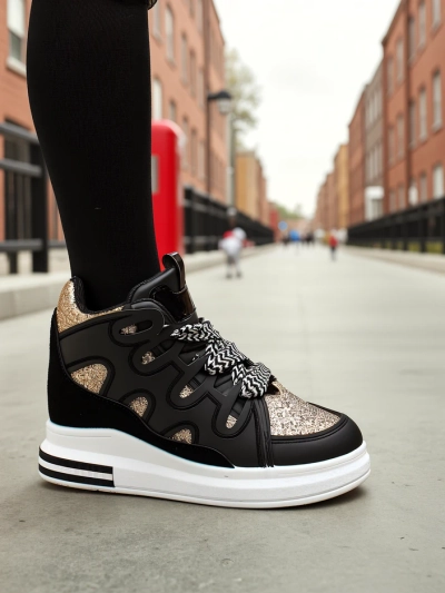 Royalfashion High sports shoes for women with a hidden wedge Oblaffi